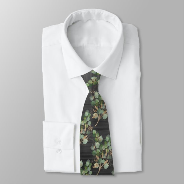 GRAVATA SAGE GREEN BRUSHHED METAL PRETO MENS BOTÂNICOS TIE (Amarrado)