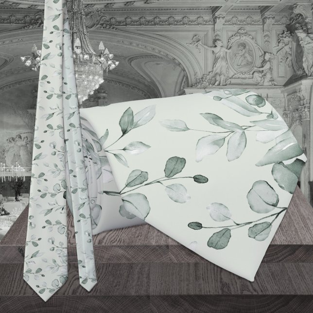 Gravata Sage Green Eucalyptus Greenery Weding (Criador carregado)