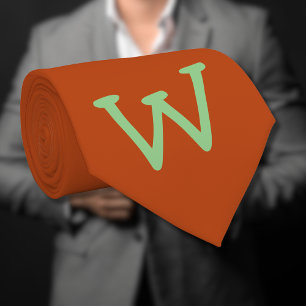 Gravata Sage Green Funny - Letra inicial   Cor da ferrugem