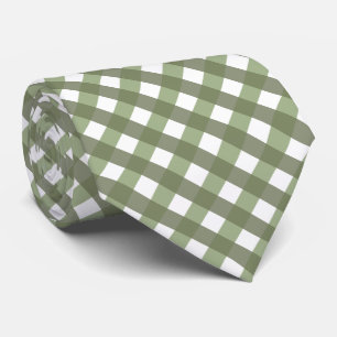 Gravata Sage Green Gingham PatternedNeck Tie