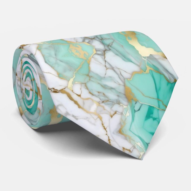 Gravata Sage Green Gold Marble Stone Elegant  (Rolled)