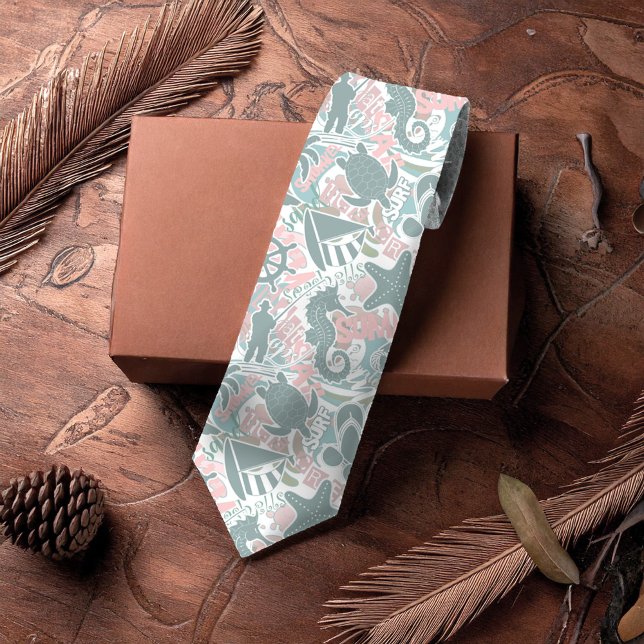 Gravata Sage náutica de colagem de praia ID840 (Criador carregado)