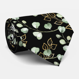 Gravata Sage Verde & Dourado Eucalipto Elegante Casamento 
