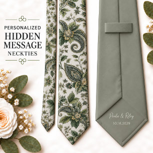 Gravata Sage Verde Paisley Noivo Casamento Personalizado
