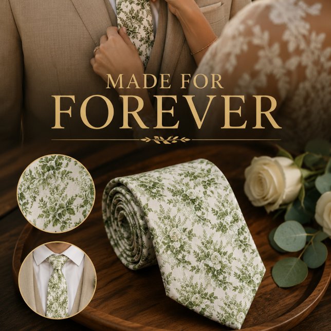 Gravata Sage Verde Toile Floral  (Criador carregado)