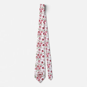 Gravata Sakura Personalizada Cerejas Aquarela