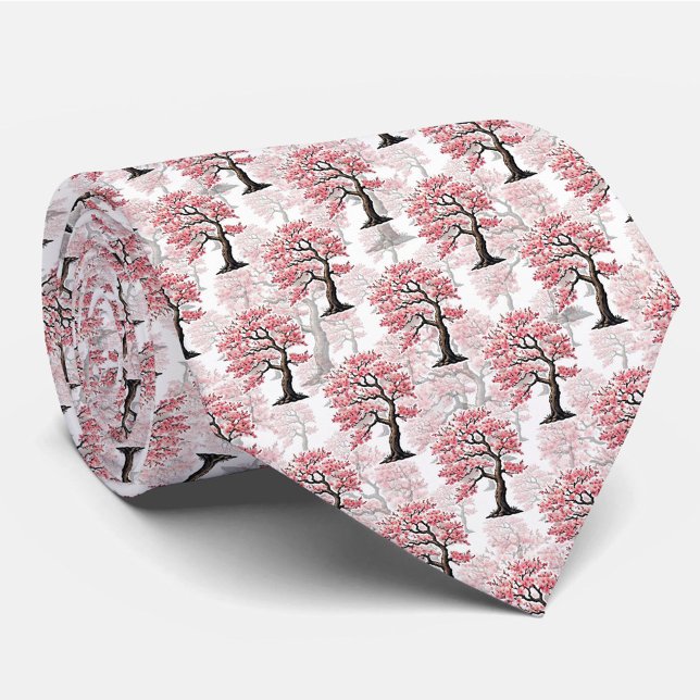 Gravata Sakura Pink Chersom Tree Design (Criador carregado)