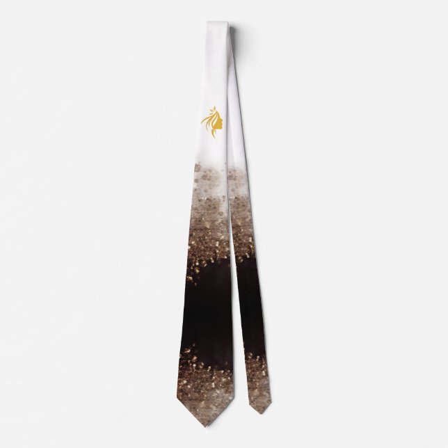 Gravata Salão de cabeleireiro dourado e preto (Frente)