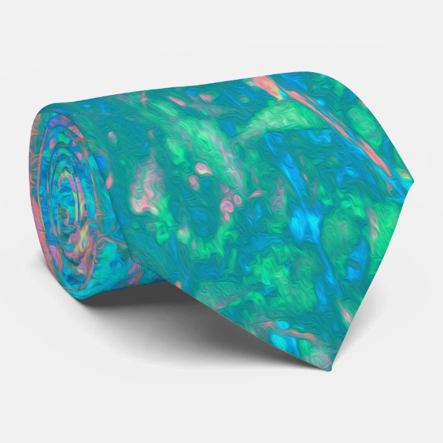 Gravata Salto de Aqua Trippy com flores psicodélicas (Rolled)