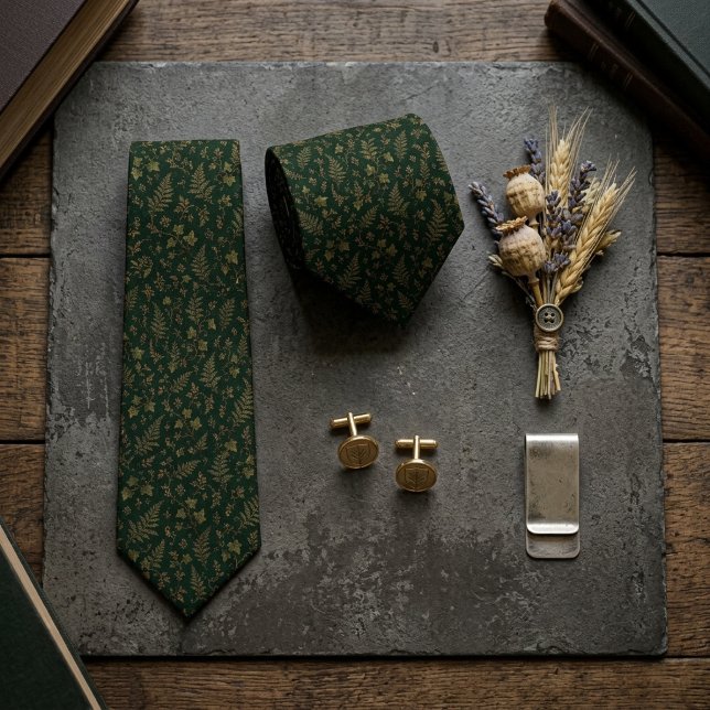 Gravata Samambaia de Ouro em Ivy Botânico Verde Caçador (Criador carregado)