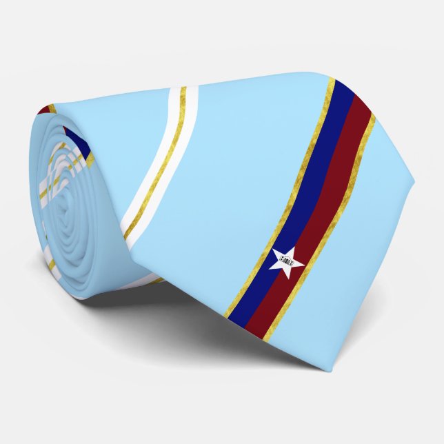 Gravata San Antonio City Flag Neck Tie (Rolled)