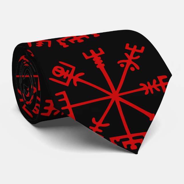 Gravata Sangue Vegvísir vermelho (compasso de Viking) (Rolled)