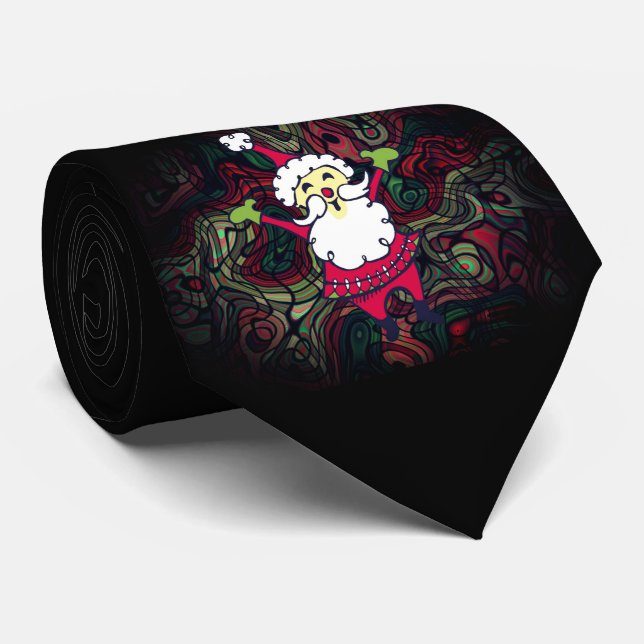 Gravata Santa Claus Feliz Natal Verde Negro (Rolled)