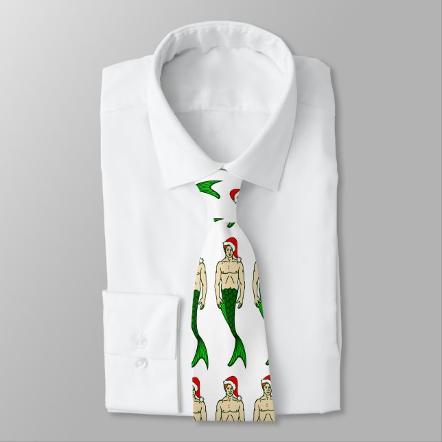 Gravata santa claus redhead merman natal sermaid (Amarrado)