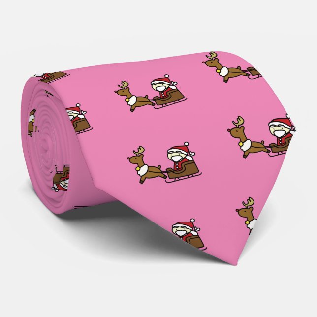 Gravata santa claus & reindeer (Rolled)