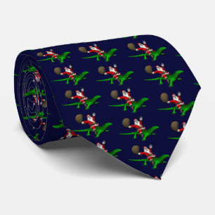 Gravata Santa Claus Riding Green Lizard