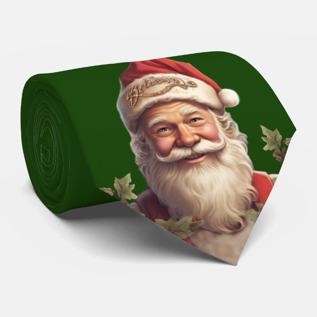Gravata Santo do Papai Noel Nicholas Green Natal (Rolled)