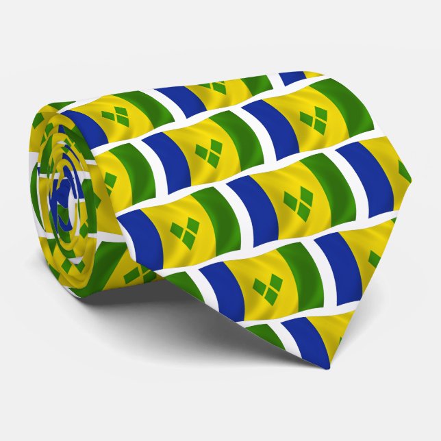 Gravata Santo Vincent Grenadines Flag Tie (Rolled)