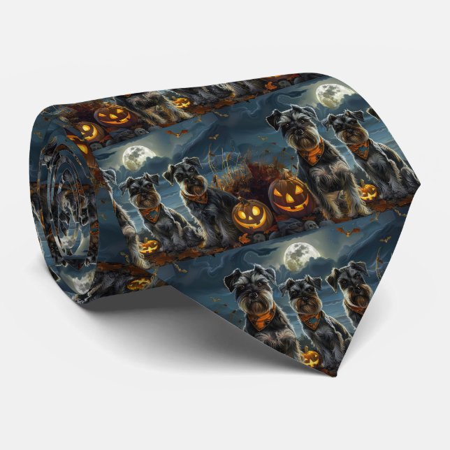 Gravata Schnauzer Halloween Assustador  (Rolled)