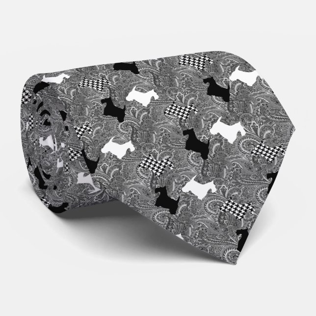 Gravata Scotties e Paisley (Rolled)