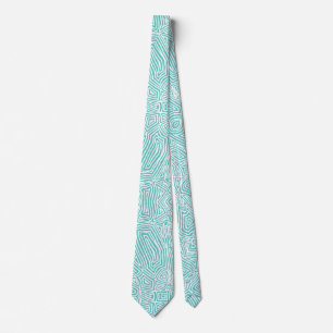 Gravata Scribbleprint Teal Neck