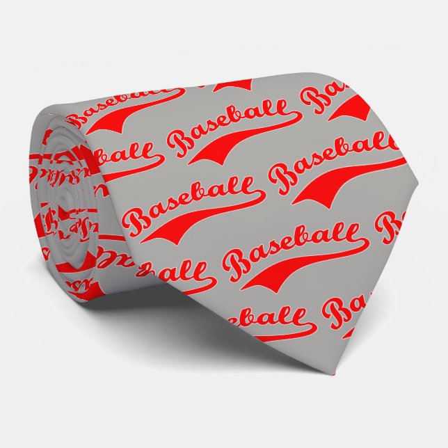 Gravata Script Baseball Em Vermelho (Rolled)