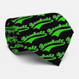 Gravata Script De Baseball Em Verde