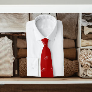 Gravata Script moderno do padrão branco vermelho