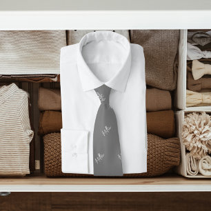 Gravata script moderno do padrão de nome branco da cinza