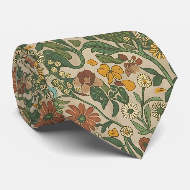 Gravata Seamless vintage botanical pattern  (Rolled)