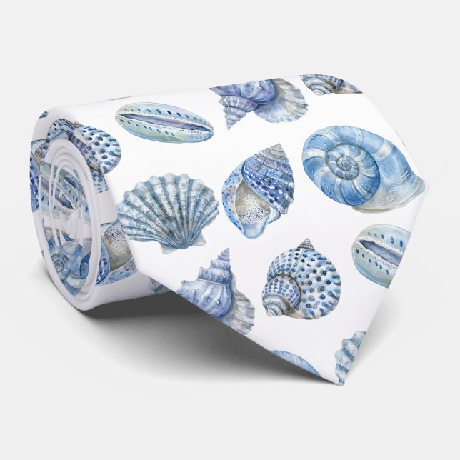 Gravata Seashell Pattern Ocean Beach Faux Silk (Rolled)