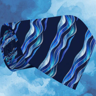 Gravata Seda Falsa com Purpurina Azul Luxo Cavalheiro