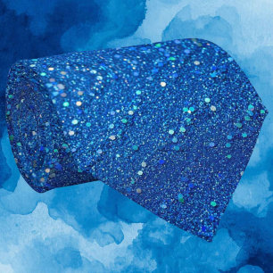 Gravata Seda Falsa com Purpurina Azul Luxo Cavalheiro