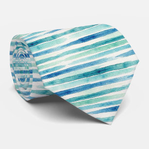 Gravata Seda Falsa de Aquarela Tribal Oceano Luxo