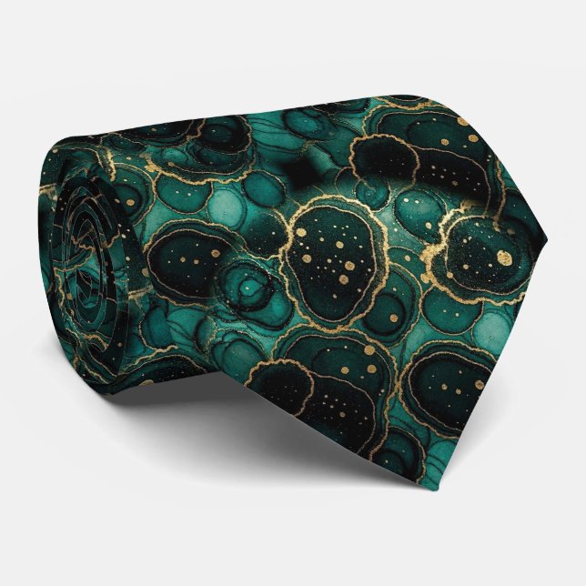 Gravata Seda Falsa Formal | Cavalheiro de Mármore Teal + D (Rolled)