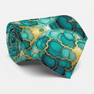 Gravata Seda Falsa Formal Cavalheiro de Mármore Teal + D