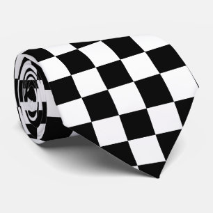 Gravata Seda Xadrez Preto e Branco Racing Silks Derby