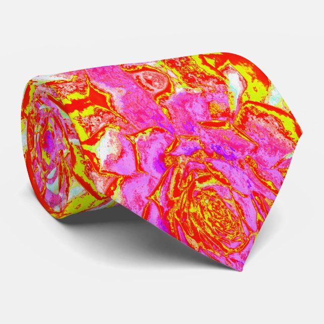 Gravata Sedum Rosette Quente Rosa, Vermelho e Amarelo Sucu (Rolled)