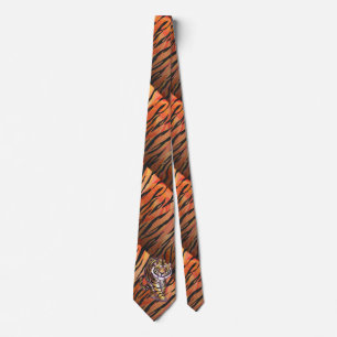 Gravata Selvagem mim impressão alaranjado do tigre e pret