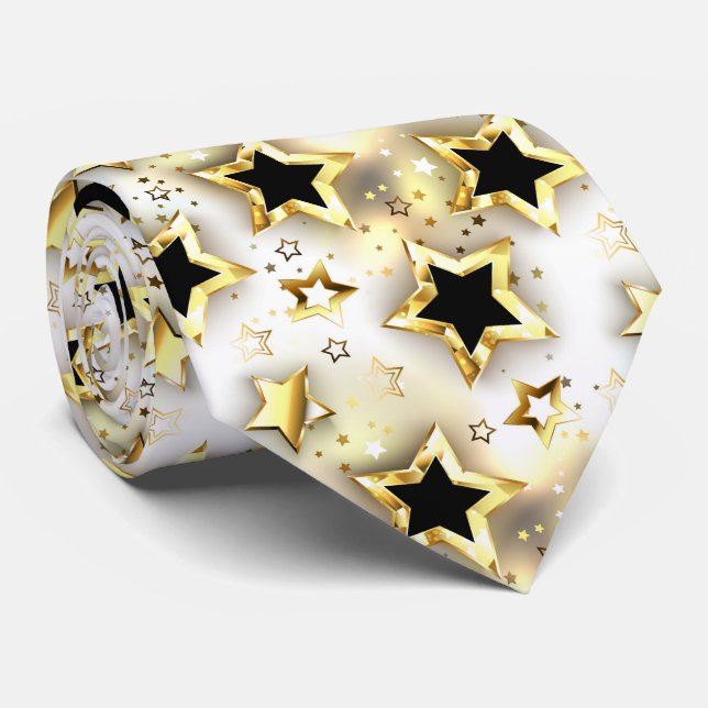 Gravata Sem costura leve com estrelas douradas (Rolled)