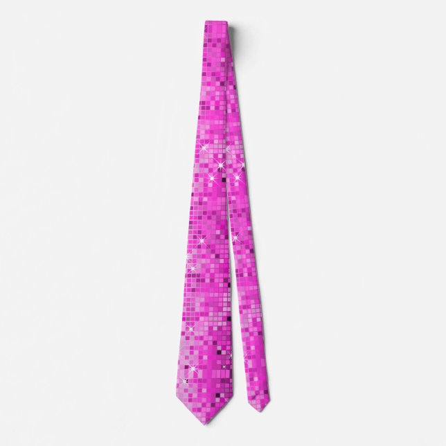 Gravata Sequências Cor-de-Rosa Metálicas Parecem Espelhos  (Frente)