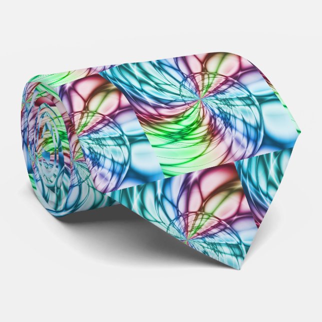 Gravata Serendipidade | Arte Fractal Multicolor (Rolled)