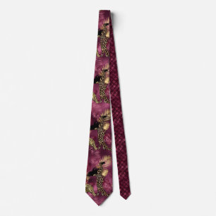 Gravata Série Burgundy e Gold Leopard Design 10