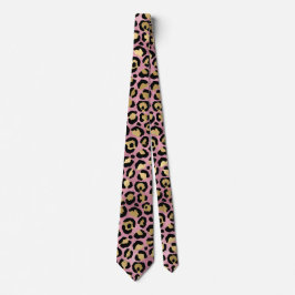 Gravata Série de Design Leopardo Rosa e Dourado 15