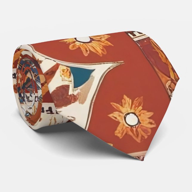 Gravata Seta Boêmiana Rústica e Colheita Floral (Rolled)