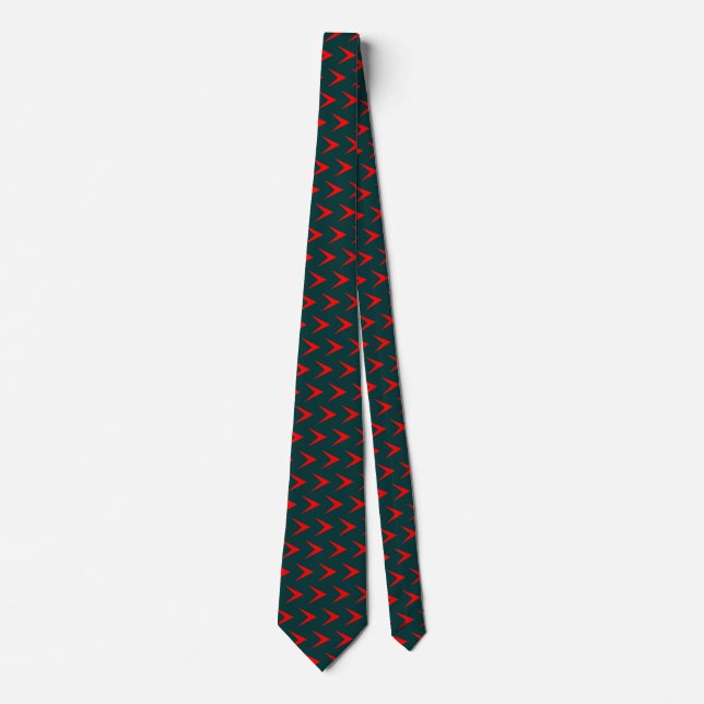 Gravata Seta Vermelha Chevron - Verde Escuro (Frente)