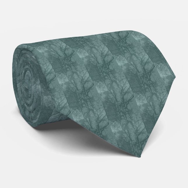 Gravata Shagbark Hickory Tree Necktie - Teal (Rolled)