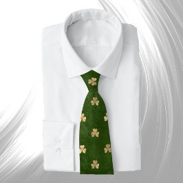 Gravata Shamrock Dourado Elegante Verde
