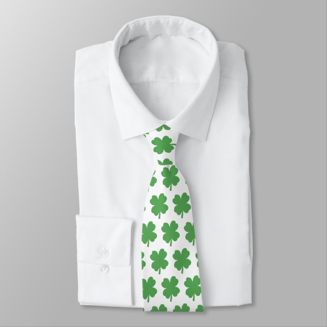Gravata Shamrock Four Leaf Clover Pattern (Amarrado)