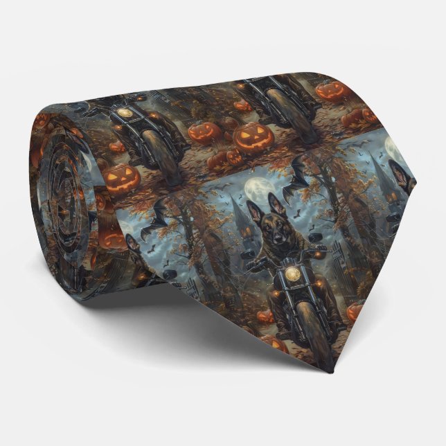 Gravata Shepherd Belga Dirigindo Motocicleta Halloween Asc (Rolled)